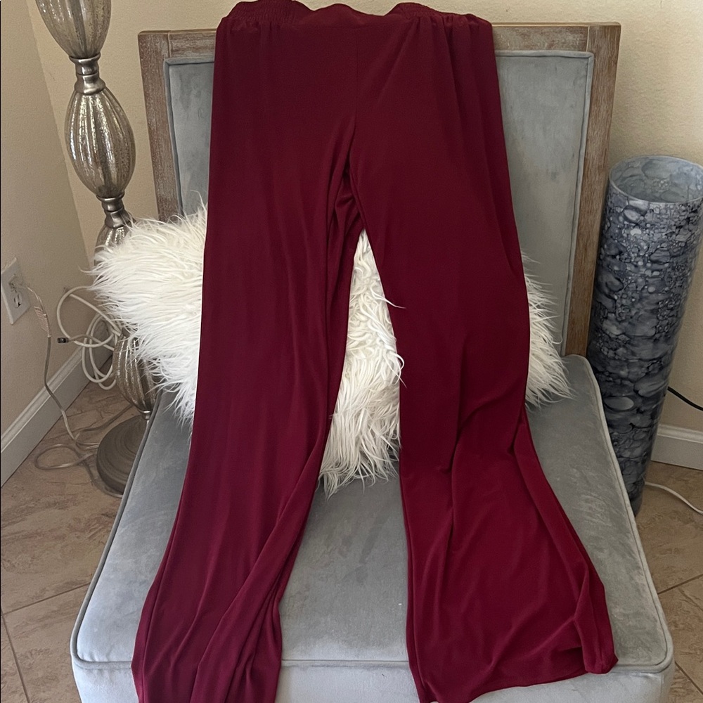 🌸IMAN Rich Burgundy Wide Leg Tall Pants